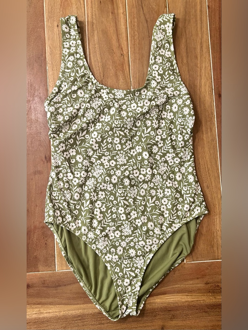 Catalina Olive Green Floral One-Piece Swimsuit. Large.